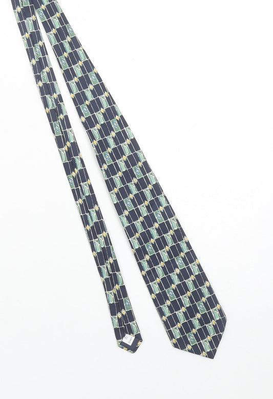 Copperstone Men's Blue Geometric 100% Silk Pointed Tie