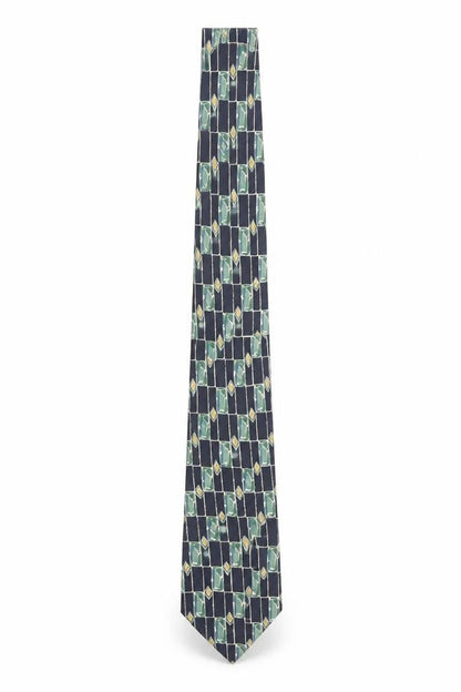 Mens Copperstone Blue Geometric 100% Silk Pointed Tie