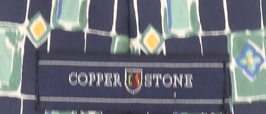 Copperstone Men's Blue Geometric 100% Silk Pointed Tie