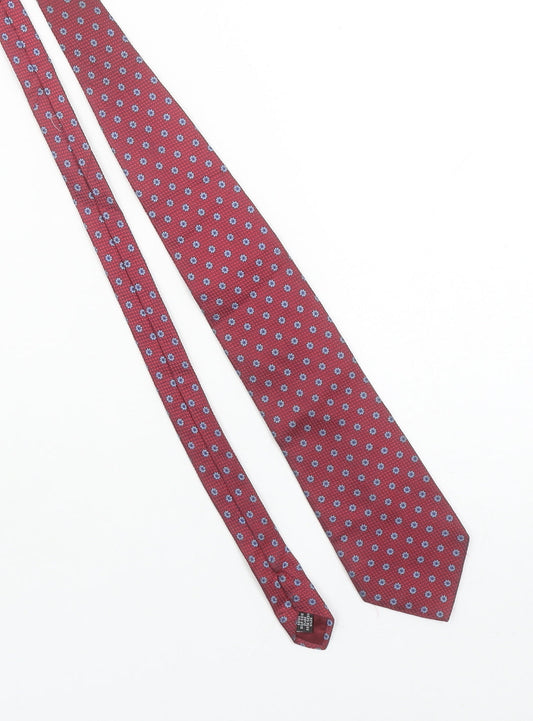 Van Gils Men's Red Floral Silk Designer Tie One Size