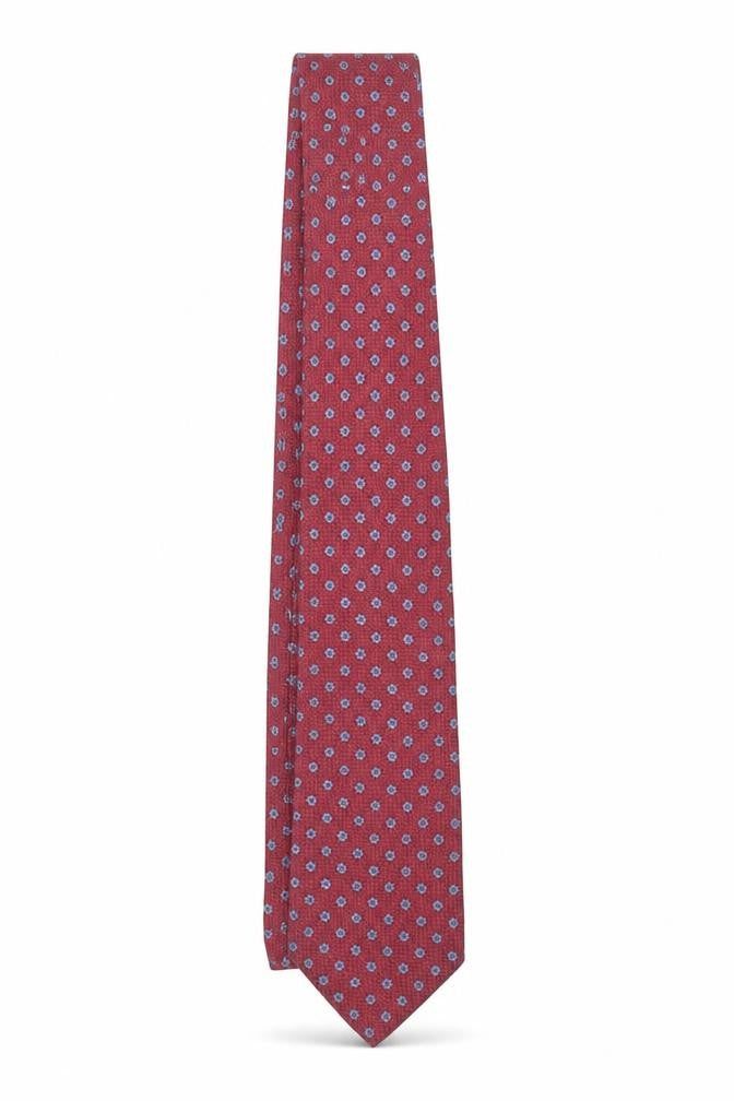 Mens Van Gils Red Floral 100% Silk Designer Tie