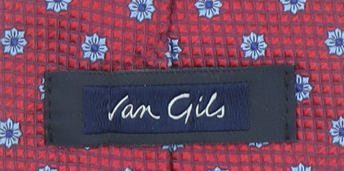 Van Gils Men's Red Floral Silk Designer Tie One Size