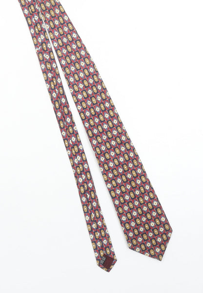 Jonelle Men's Red Geometric Silk Tie Made in England 176cm