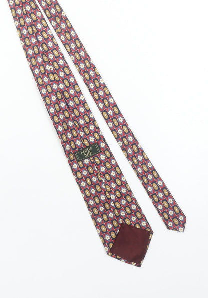 Jonelle Men's Red Geometric Silk Tie Made in England 176cm