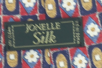 Jonelle Men's Red Geometric Silk Tie Made in England 176cm