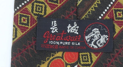 Greatwall Men's Multicoloured Geometric 100% Silk Tie