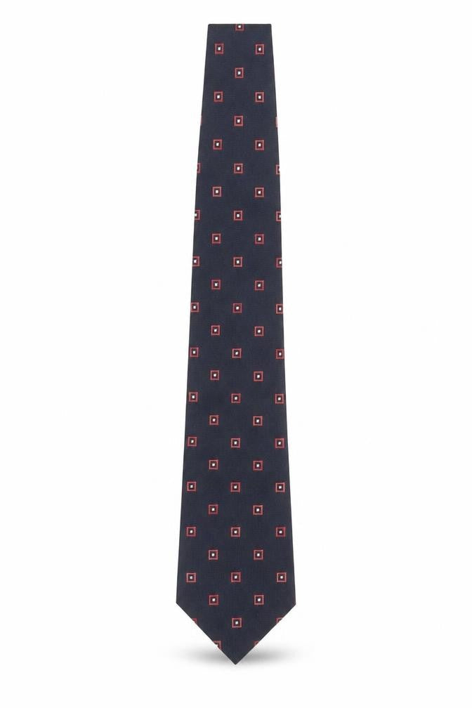 Mens Profuomo Blue Geometric 100% Silk Pointed Tie