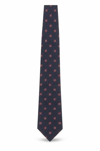 Mens Profuomo Blue Geometric 100% Silk Pointed Tie