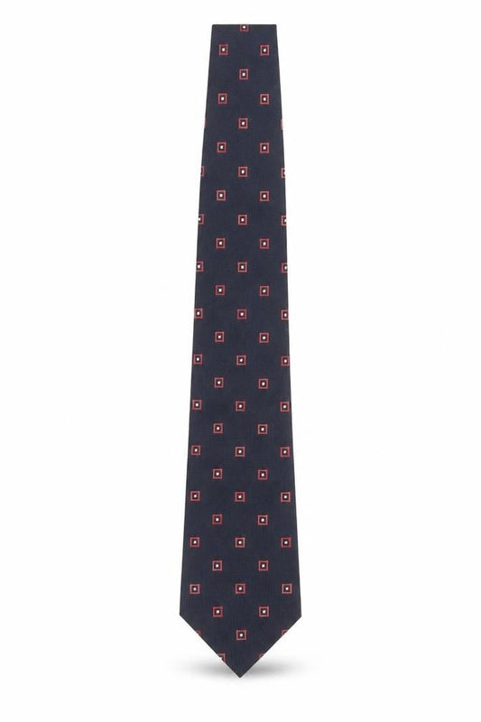 Mens Profuomo Blue Geometric 100% Silk Pointed Tie