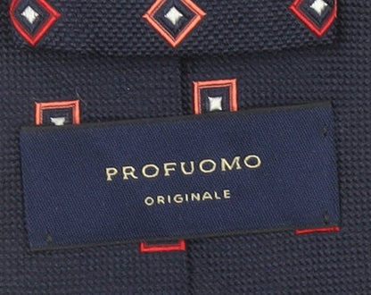 Profuomo Men's Navy Blue Geometric Silk Tie 176