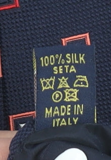 Profuomo Men's Navy Blue Geometric Silk Tie 176
