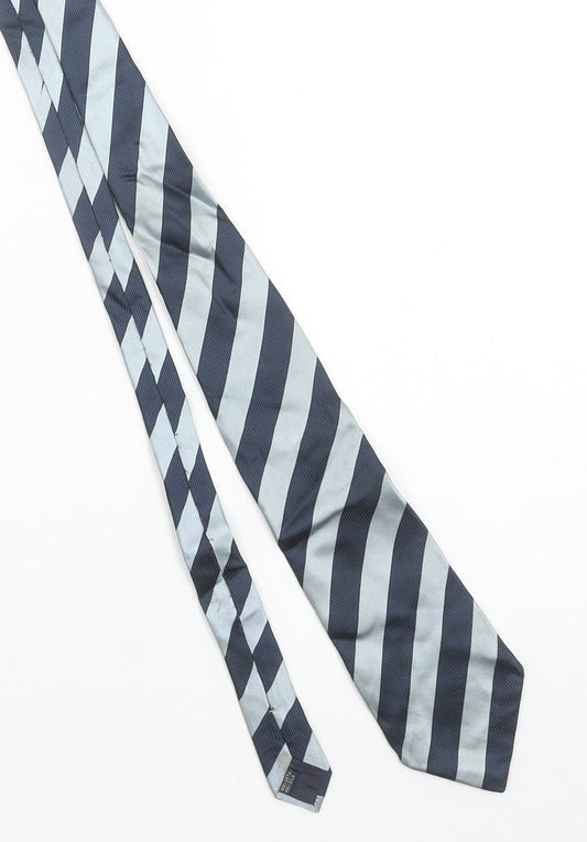 La Corona Men’s Blue Striped Silk Pointed Tie