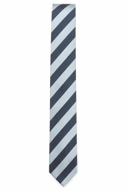 Mens La Corona Blue Striped 100% Silk Pointed Tie