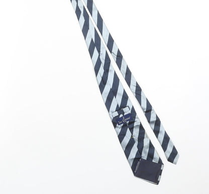 La Corona Men’s Blue Striped Silk Pointed Tie