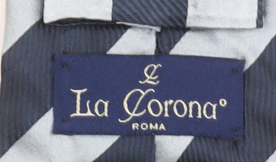 La Corona Men’s Blue Striped Silk Pointed Tie