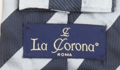 La Corona Men’s Blue Striped Silk Pointed Tie