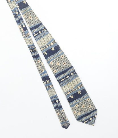 Marks and Spencer Men's Blue Geometric Pattern Silk Tie