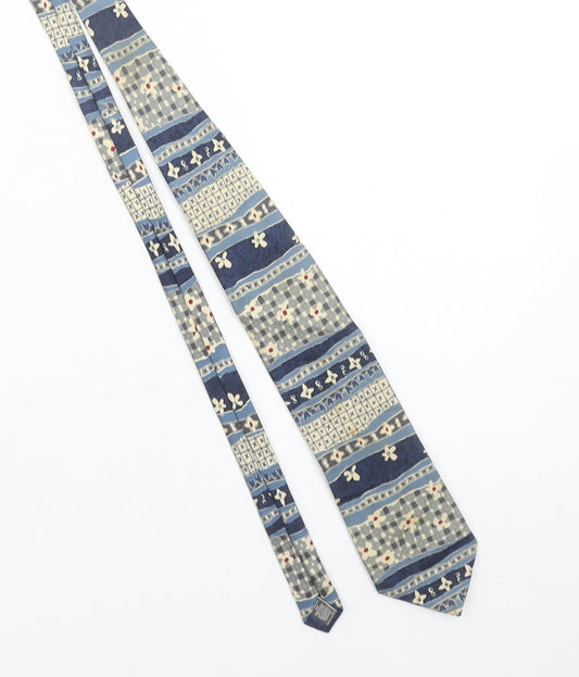 Marks and Spencer Men's Blue Geometric Pattern Silk Tie