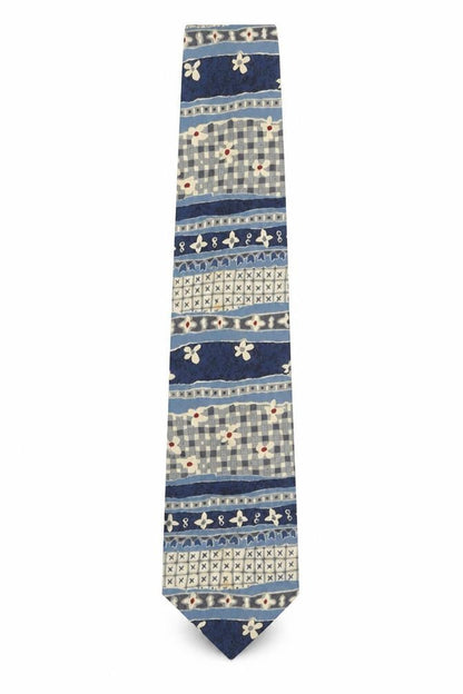 Mens Marks and Spencer Blue Geometric 100% Silk Pointed Tie