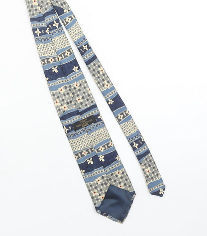 Marks and Spencer Men's Blue Geometric Pattern Silk Tie