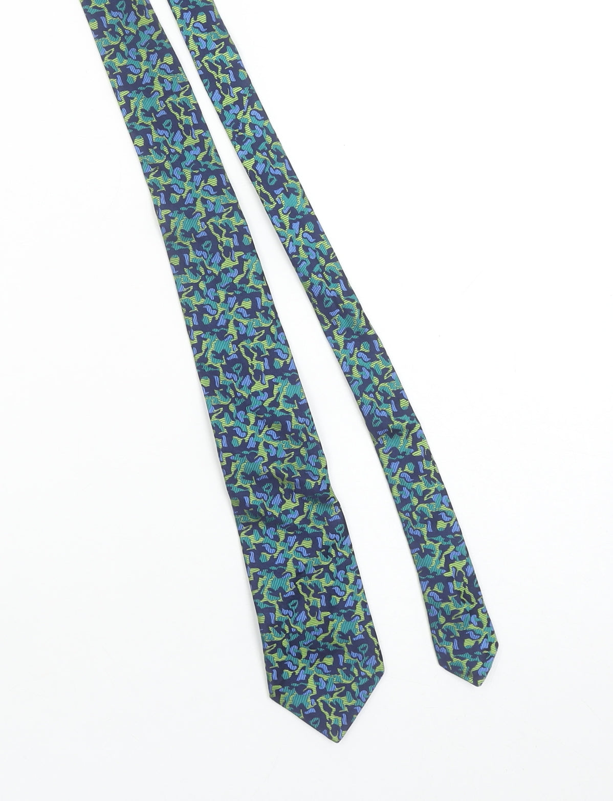 Charles Tyrwhitt Men's Blue Green Camouflage Silk Handmade Tie One Size