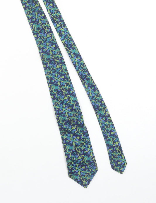 Charles Tyrwhitt Men's Blue Green Camouflage Silk Handmade Tie One Size