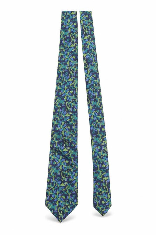 Mens Charles Tyrwhitt Blue Camouflage 100% Silk Designer Tie