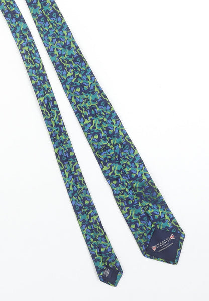 Charles Tyrwhitt Men's Blue Green Camouflage Silk Handmade Tie One Size