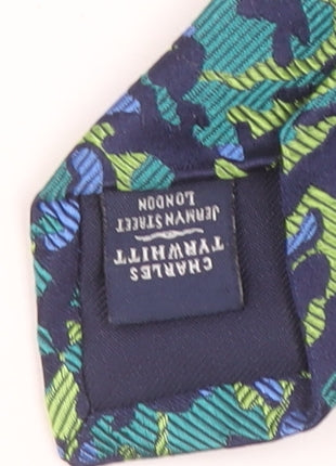 Charles Tyrwhitt Men's Blue Green Camouflage Silk Handmade Tie One Size