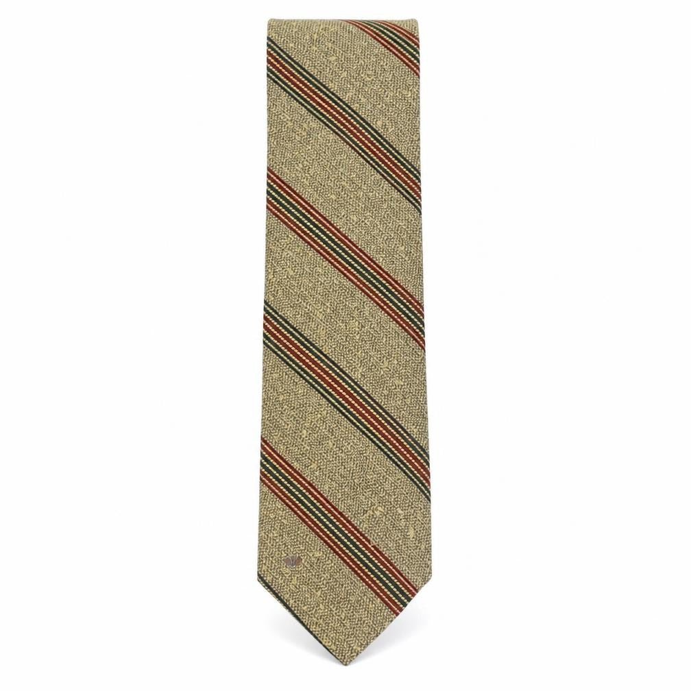 Mens valentino Beige Striped 100% Silk Designer Tie