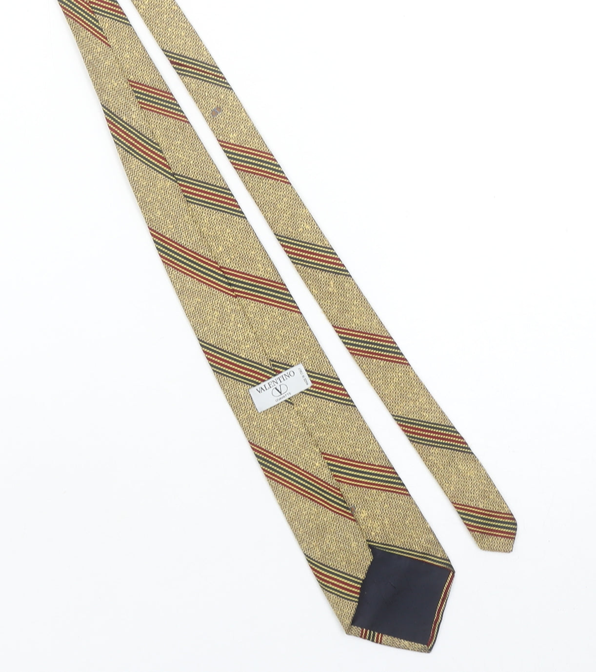 Valentino Men's Beige Striped Silk Designer Tie One Size