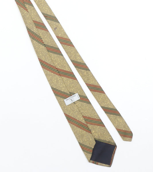 Valentino Men's Beige Striped Silk Designer Tie One Size