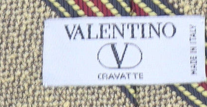 Valentino Men's Beige Striped Silk Designer Tie One Size