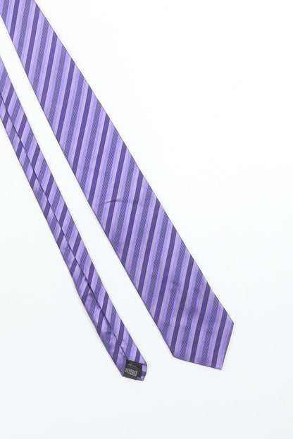 Van Gils Men's Purple Striped Silk Slim Tie One Size