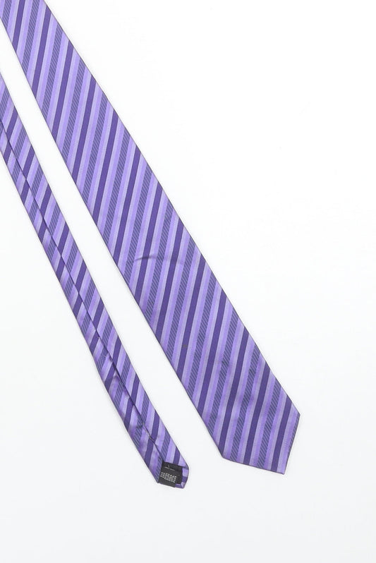 Van Gils Men's Purple Striped Silk Slim Tie One Size