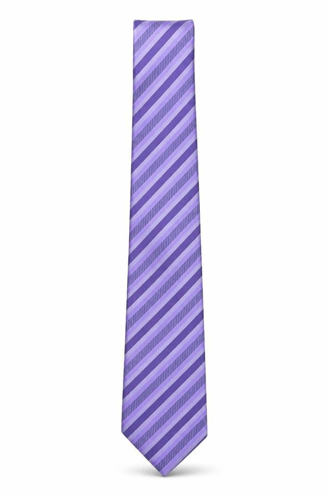 Mens Van Gils Purple Striped 100% Silk Slim Tie