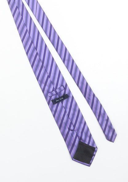 Van Gils Men's Purple Striped Silk Slim Tie One Size