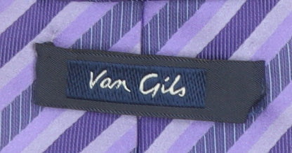 Van Gils Men's Purple Striped Silk Slim Tie One Size