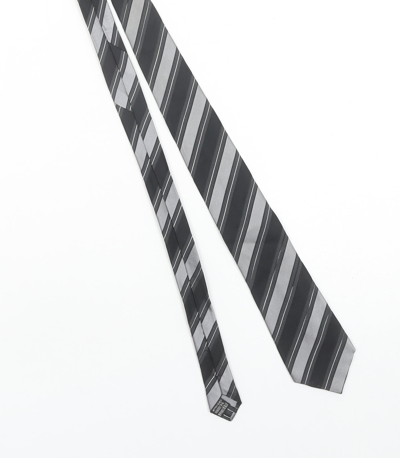 Tie Rack London Men's Grey & Black Striped Silk Tie