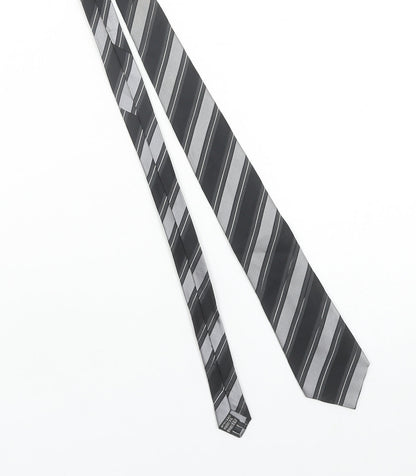 Tie Rack London Men's Grey & Black Striped Silk Tie