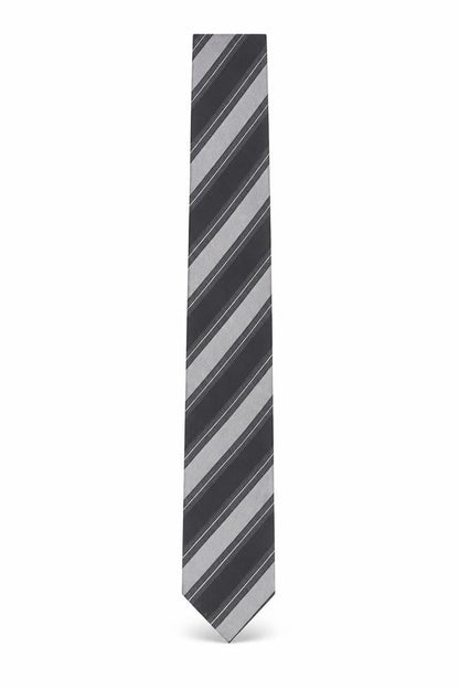 Tie Rack London Men's Grey & Black Striped Silk Tie