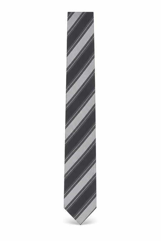 Tie Rack London Men's Grey & Black Striped Silk Tie