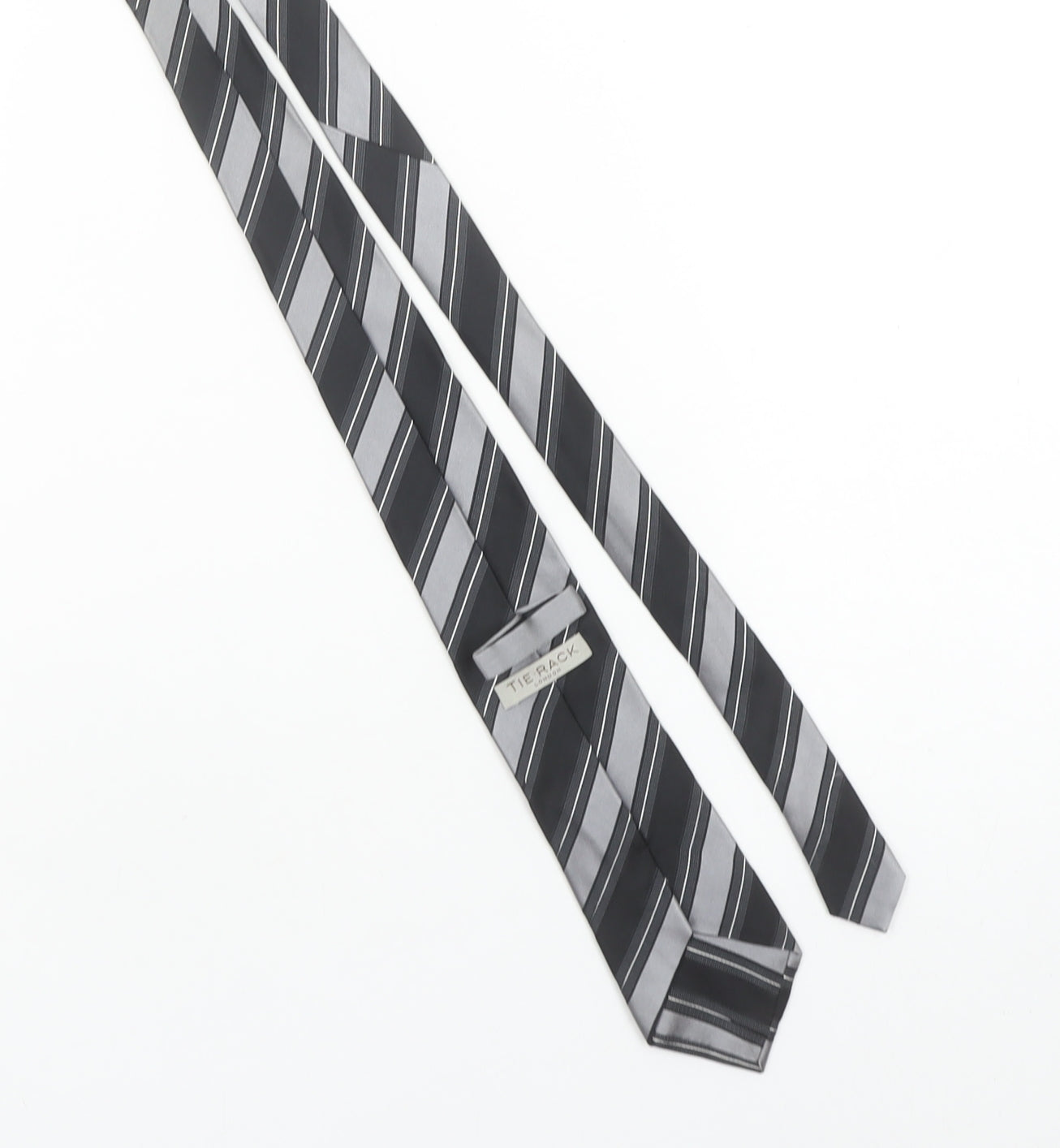 Tie Rack London Men's Grey & Black Striped Silk Tie