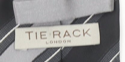 Tie Rack London Men's Grey & Black Striped Silk Tie