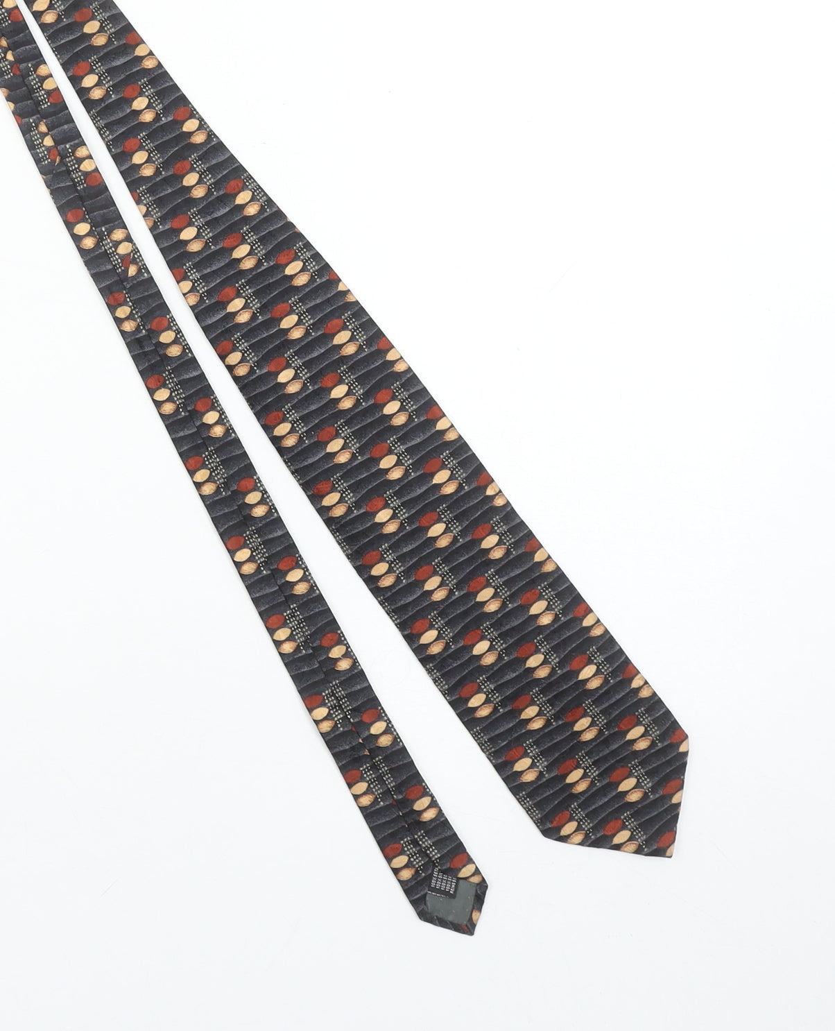 Gino Rossini Men's Black Geometric Silk Designer Tie One Size