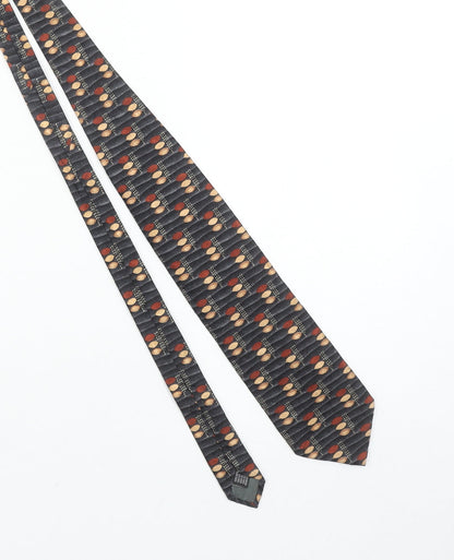 Gino Rossini Men's Black Geometric Silk Designer Tie One Size