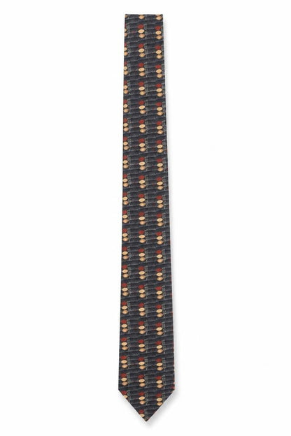 Mens Gino Rossini Black Geometric 100% Silk Designer Tie