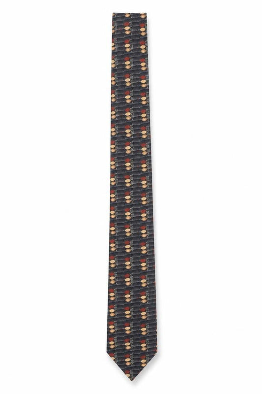 Mens Gino Rossini Black Geometric 100% Silk Designer Tie