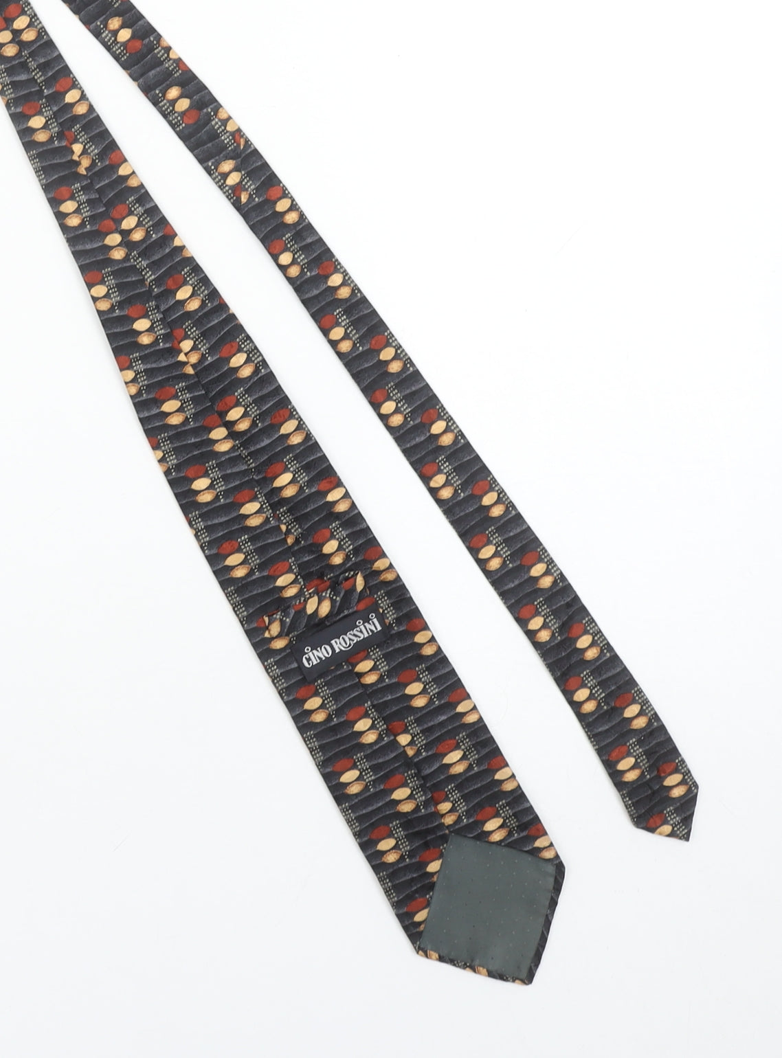 Gino Rossini Men's Black Geometric Silk Designer Tie One Size