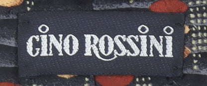 Gino Rossini Men's Black Geometric Silk Designer Tie One Size